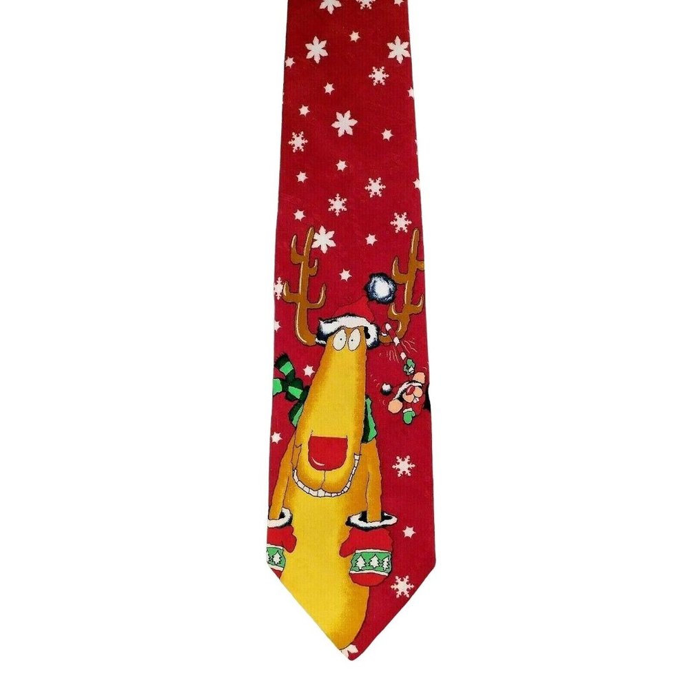 Hallmark Christmas Necktie Reindeer Mittens Tie Red SpecialTies
